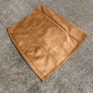 High Waist Faux Suede Mini Skirt